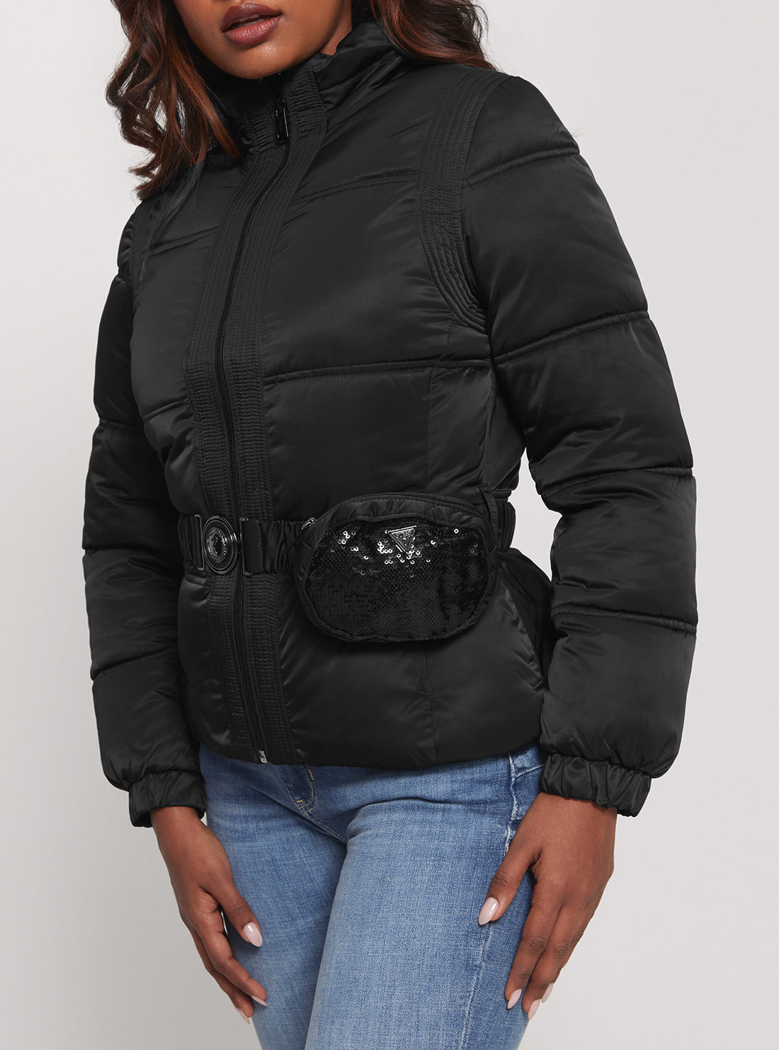 Eco Black Lucia Bum Bag Puffer Jacket