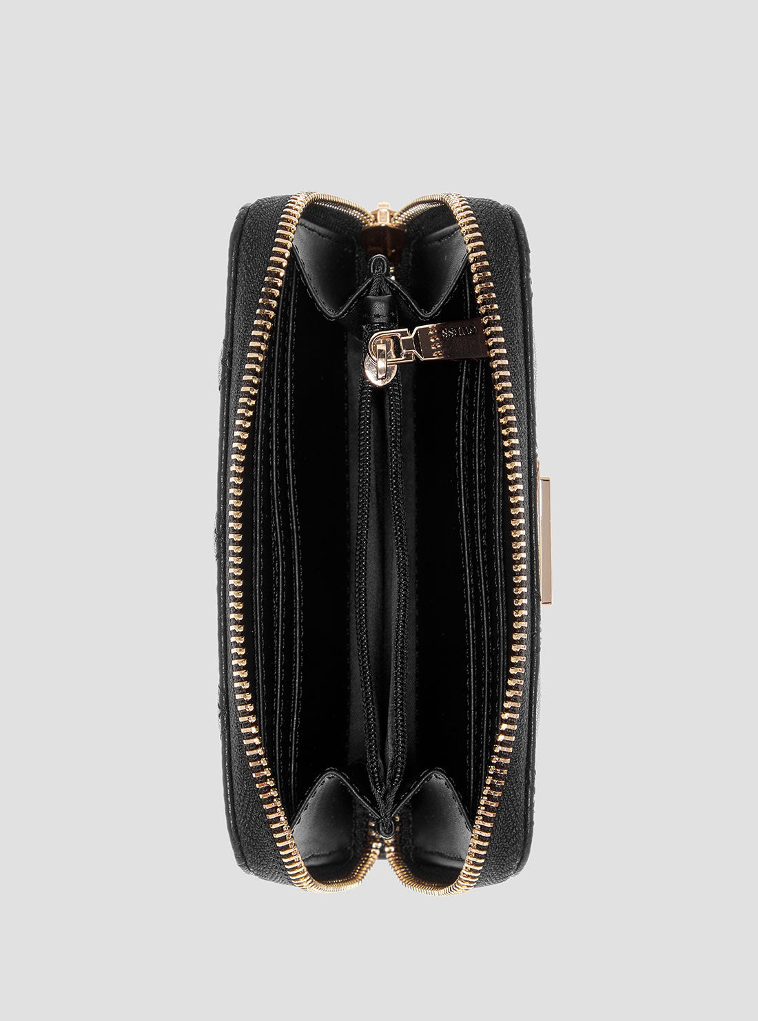 GUESS Womens Black Laurel II Medium Zip Around Wallet Inside View