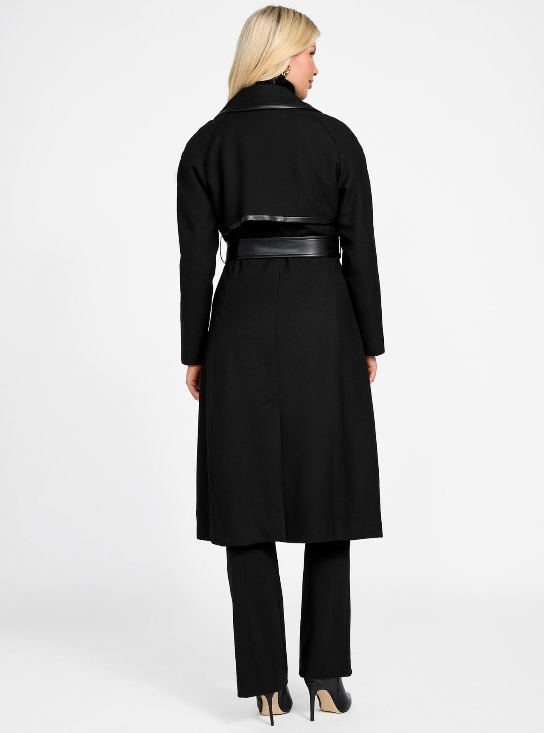GUESS Marciano Black Natalie Longline Trench Coat 5BGL098827Z Back View