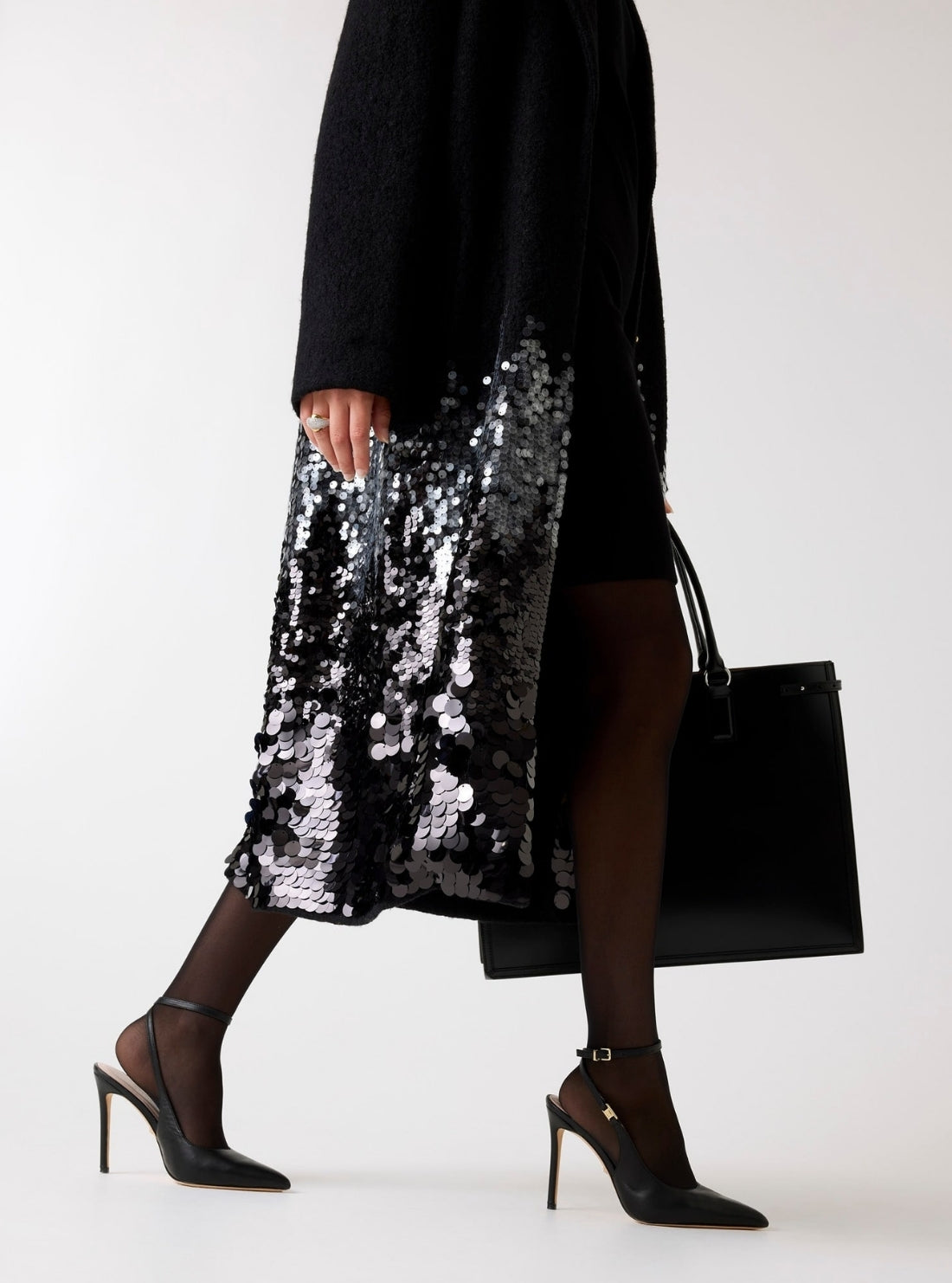 GUESS Marciano Black Vicky Knitted Long Coat 5BGL436343A Detail View_2