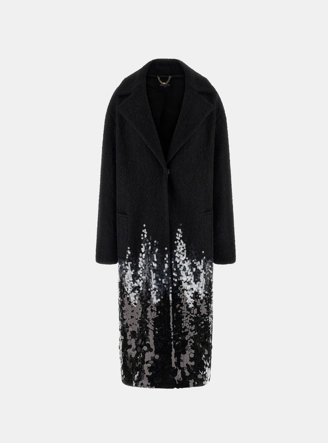 GUESS Marciano Black Vicky Knitted Long Coat 5BGL436343A Flatlay