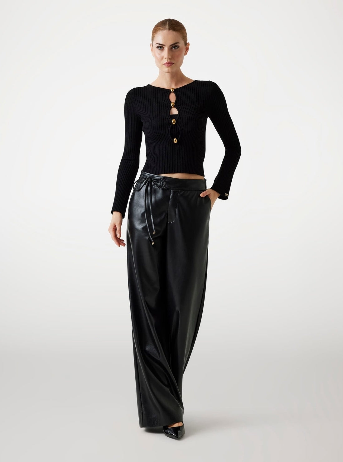 GUESS Marciano Black Agathe Ribbed Sweater 5BGR445891Z Full View