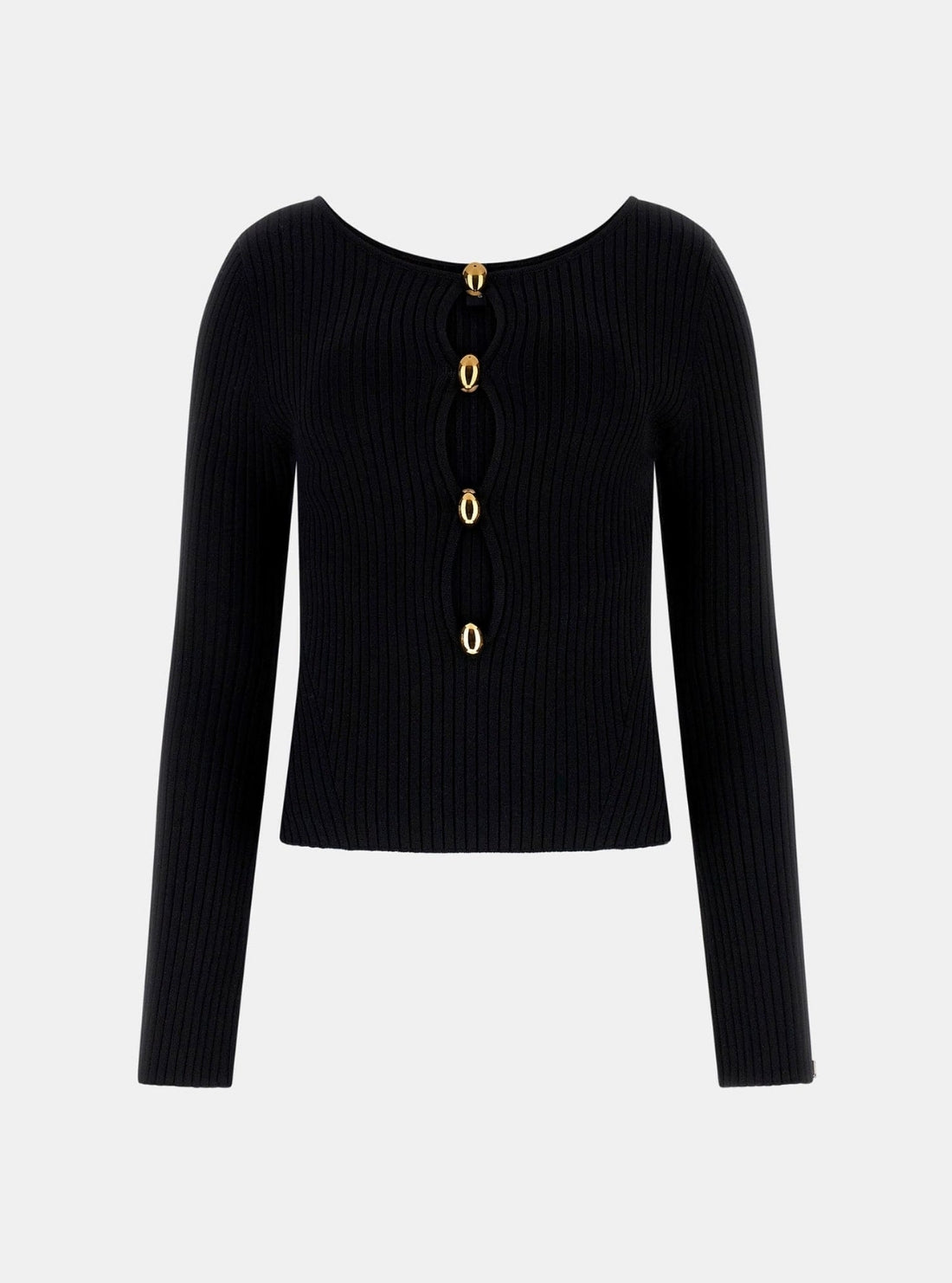 GUESS Marciano Black Agathe Ribbed Sweater 5BGR445891Z Flatlay