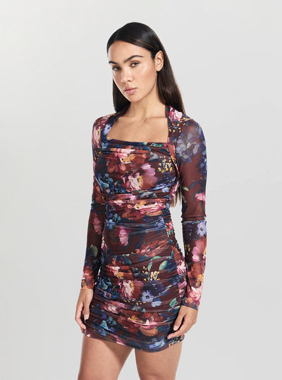 GUESS Womens Bloom Print Bernadette Mini Dress W5BK65KCZC2 Front View