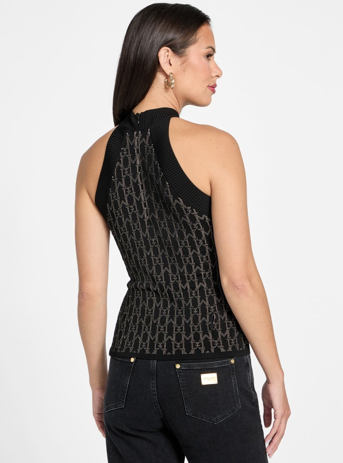 GUESS Marciano Black Billie Monogram Top 5YGR075877Z Back View