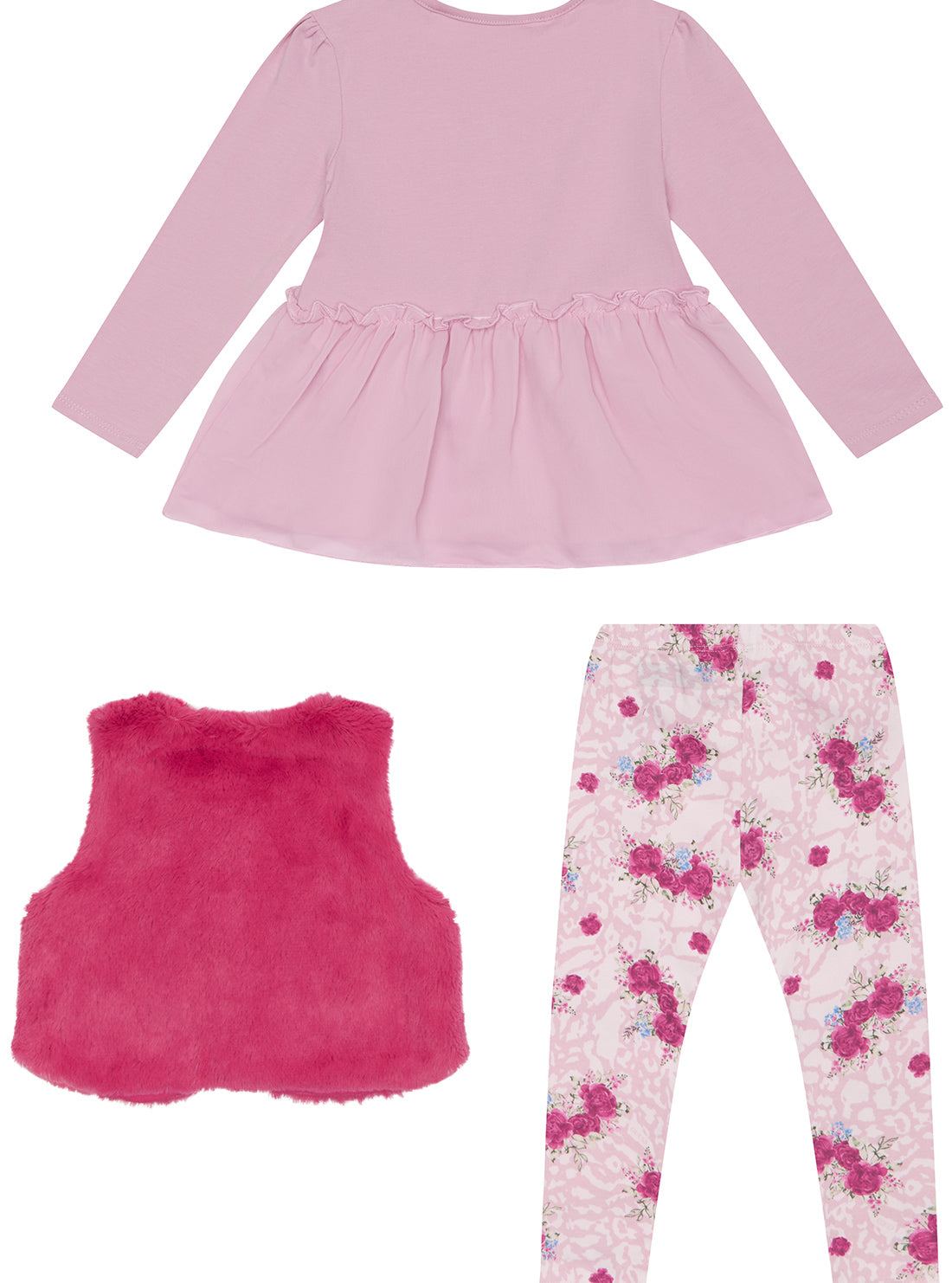GUESS Pink Top Leggings Vest 3 Piece Set (0-24M) back view
