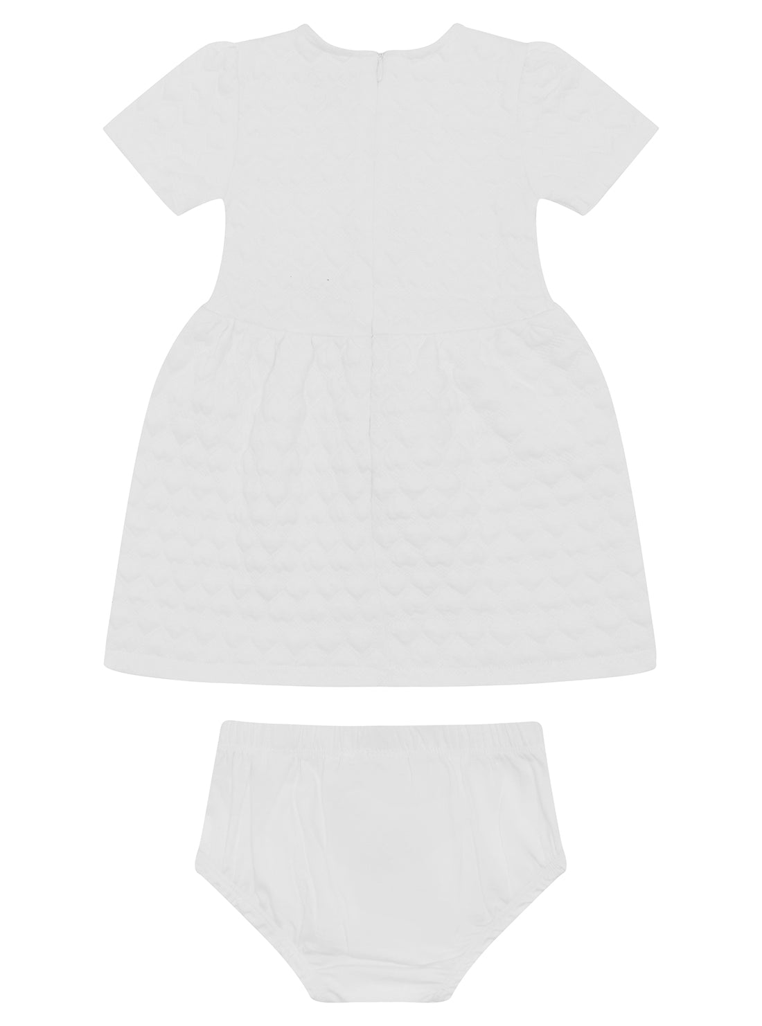 White Bonded Knit Dress and Pantie Set (0-18m)