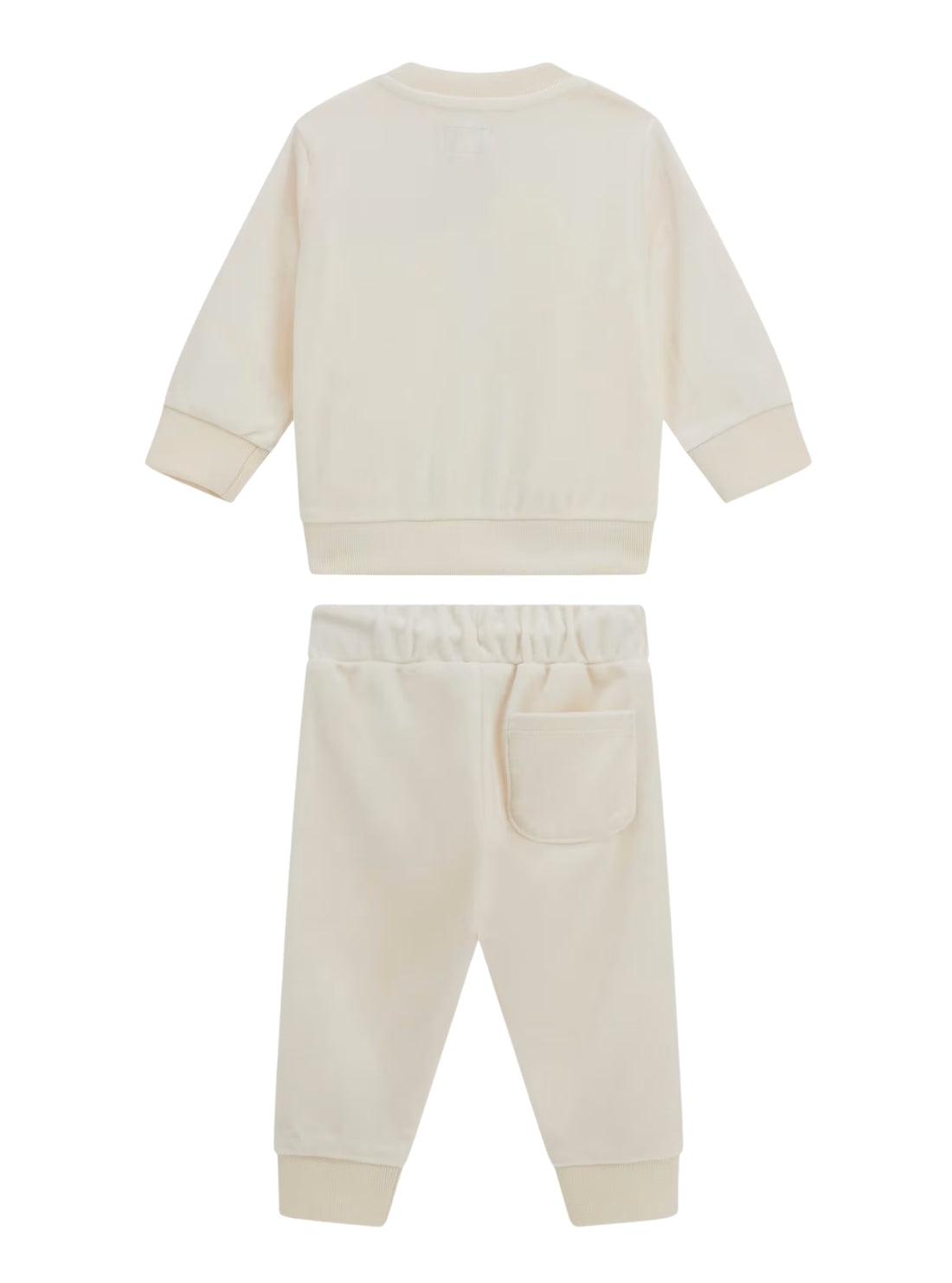 GUESS Kids Cream White Velvet Active Top and Pants Set (0–9m) A5BG06K0232 Back View