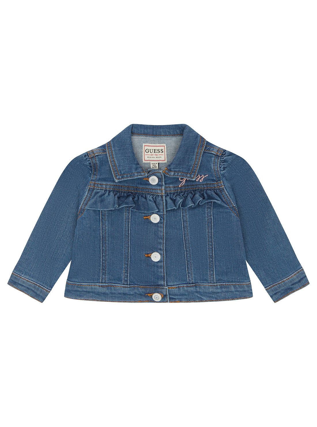 Blue Denim Bear Embroidered Jacket (0-18m)