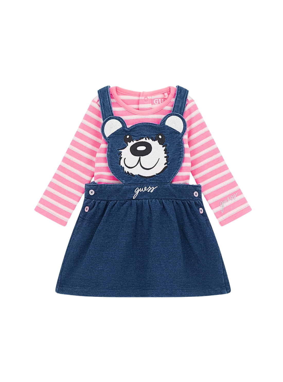 GUESS Kids Multi Long Sleeve Body and Skirtall Set (0-18m) A5YG02KCXH0S Front View