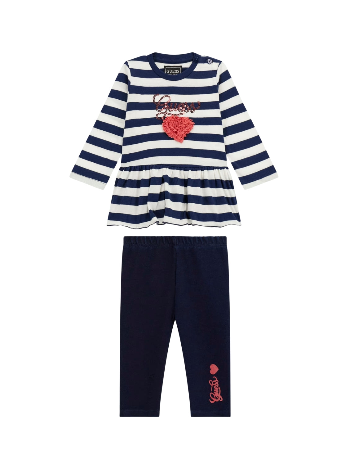 GUESS Kids Blue Long Sleeve T-Shirt and Leggings Set (6-18m) A5YG08K9N34 Front View