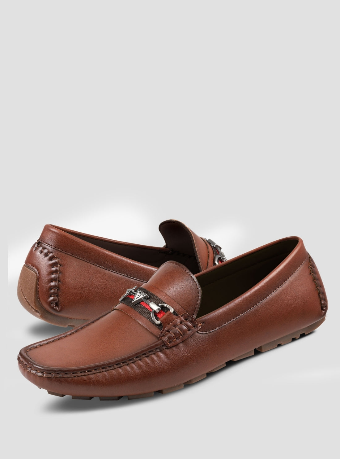 GUESS Mens Brown Adwin Loafers ADWIN Front Side View