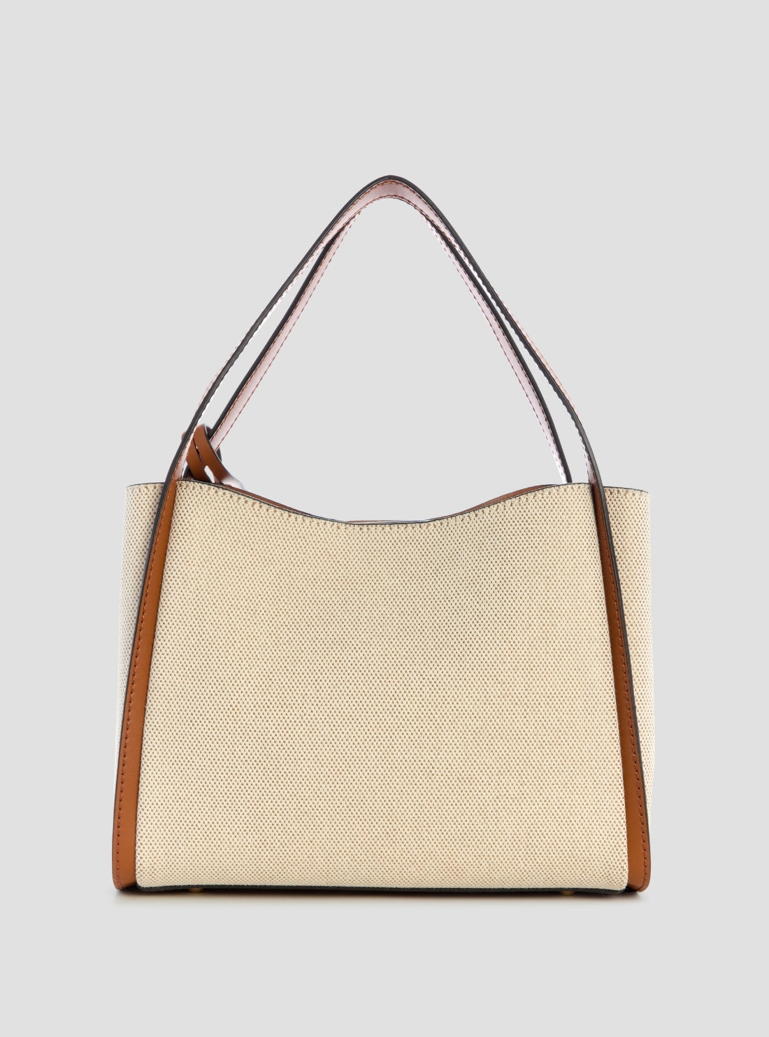 GUESS Womens Beige Brown Nicolette Small Girlfriend Satchel Back View