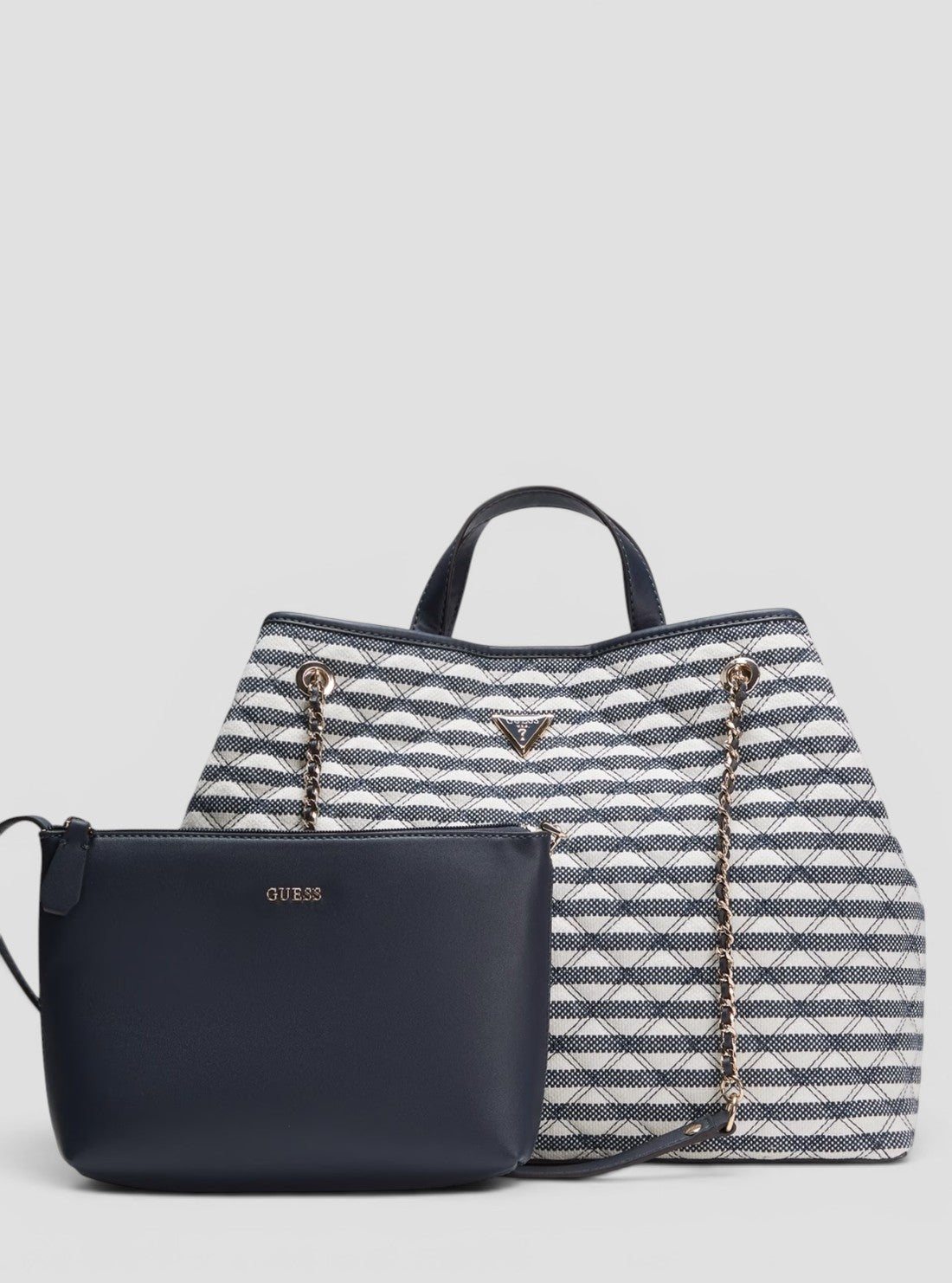GUESS Womens Blue Multi Giully II Large 2 In 1 Tote Bag AG967329 Front View