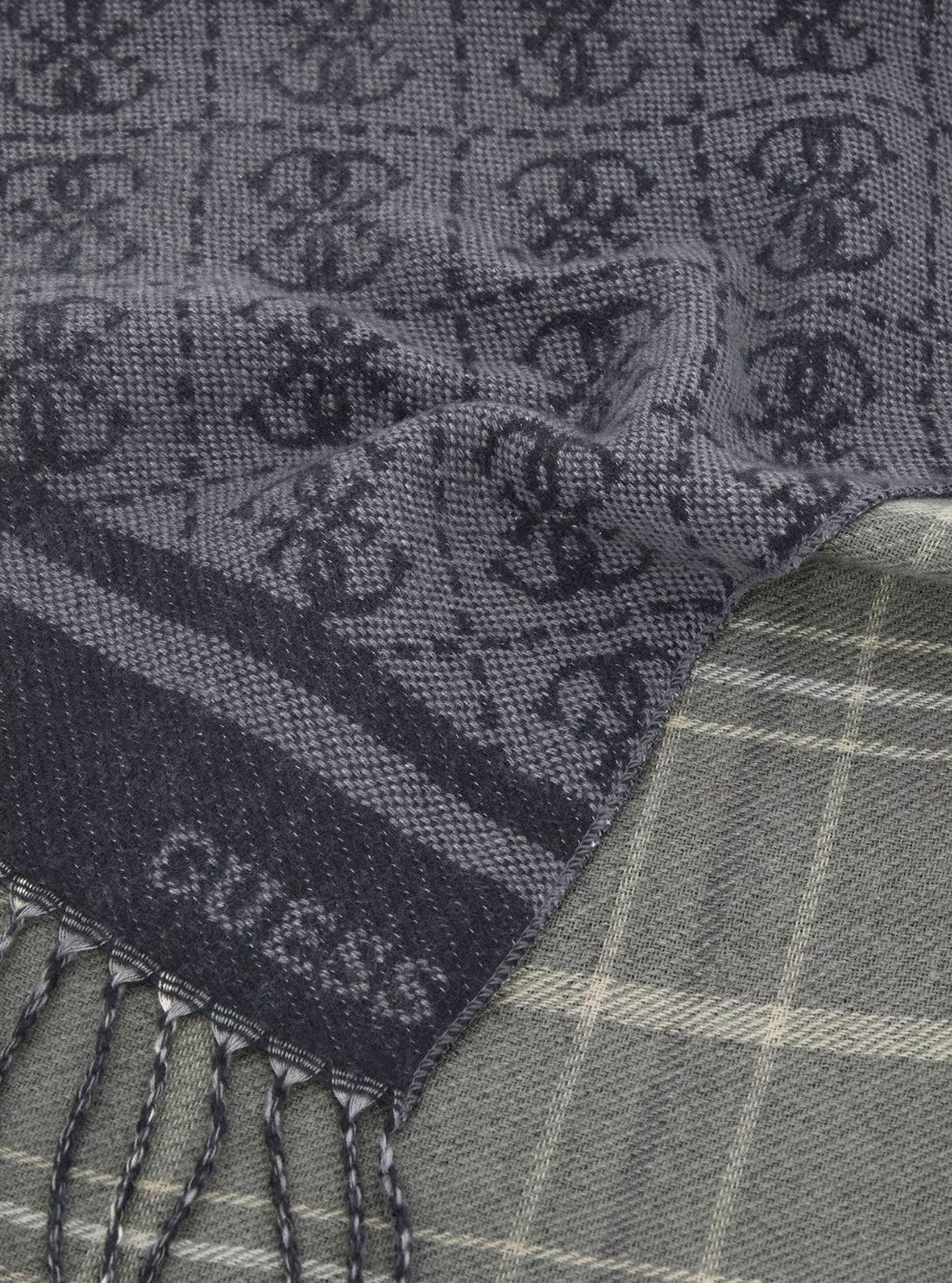 GUESS Mens Black Grey Mito Scarf AM9432POL03 detail View