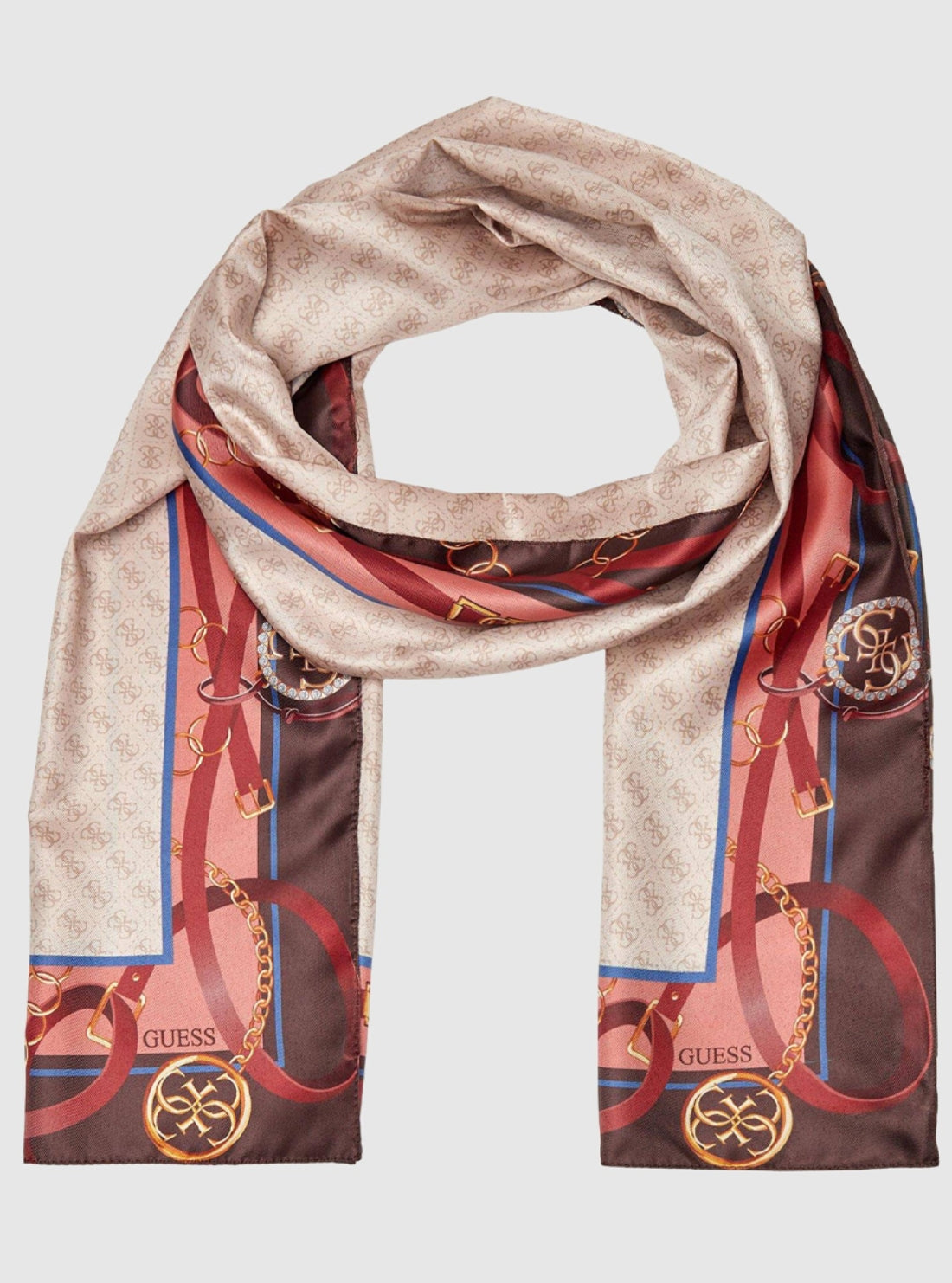 GUESS Accessories Burgundy Logo Printed Scarf AW5445POL01 Deail View