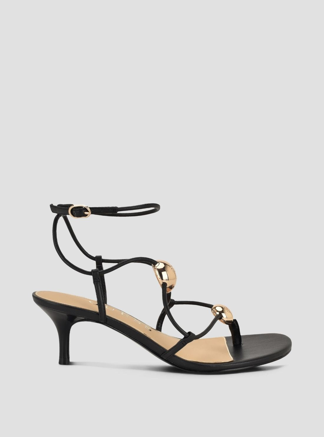 GUESS Womens Black Aysee Heeled Sandals AYSEE Side View2