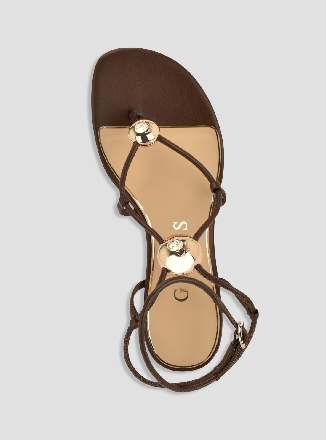 GUESS Womens Dark Brown Aysee Heeled Sandals AYSEE Top View