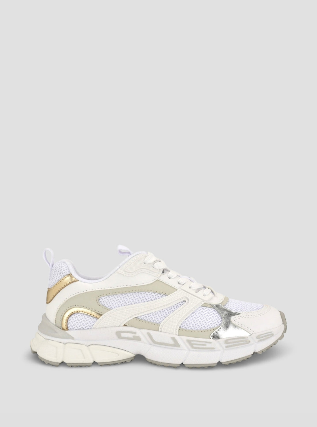 GUESS Womens White Bevalli Sneakers BEVALLI Side View