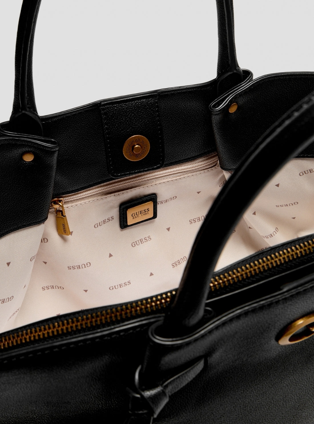 GUESS Womens Black Allegra Girlfriend Satchel Bag BG223706 Detail View