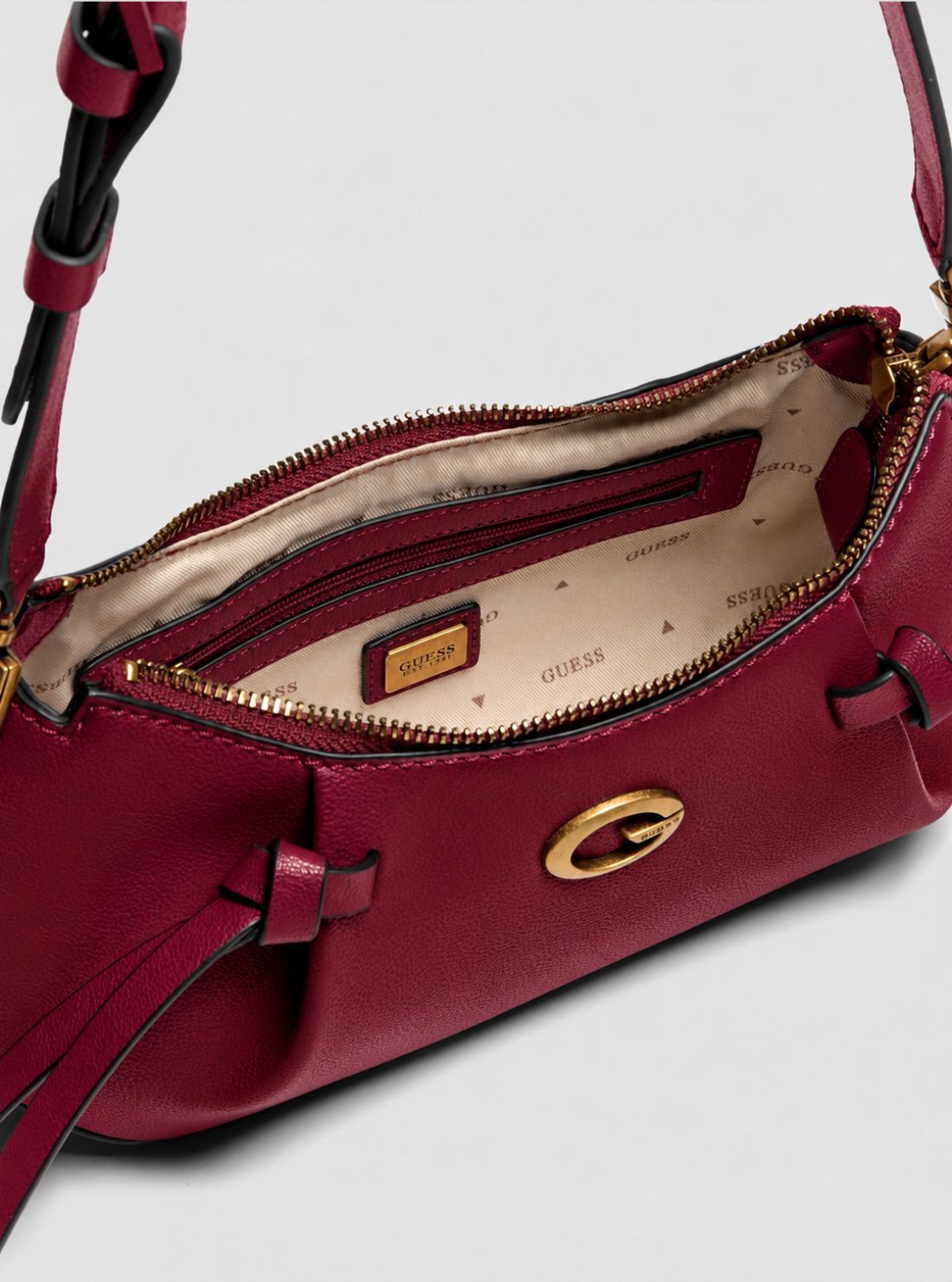 GUESS Womens Red Allegra Shoulder Crossbody Bag BG223717 Inside View
