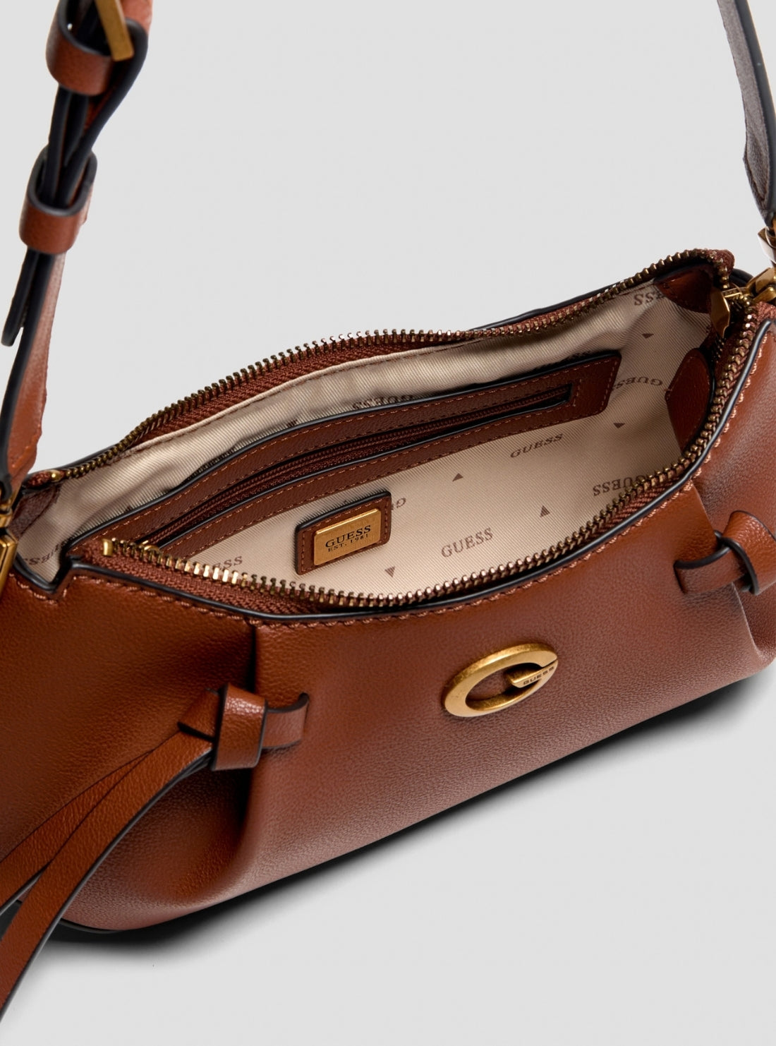 GUESS Womens Brown Allegra Shoulder Crossbody Bag BG223717 Detail View