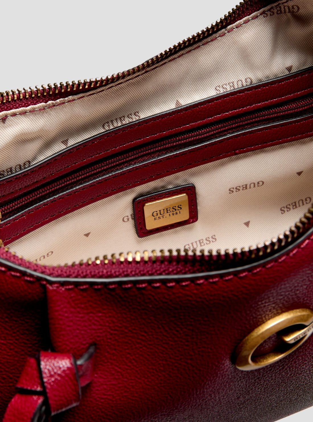 GUESS Womens Red Allegra Shoulder Bag BG223718 Detail View
