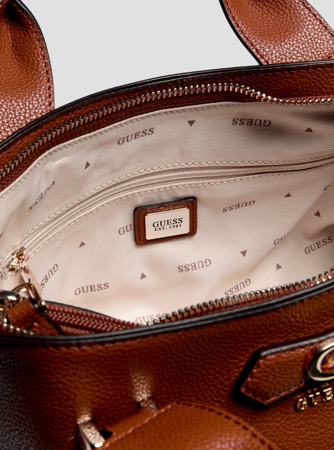 Cognac Suzy Mini Compartment Satchel Bag