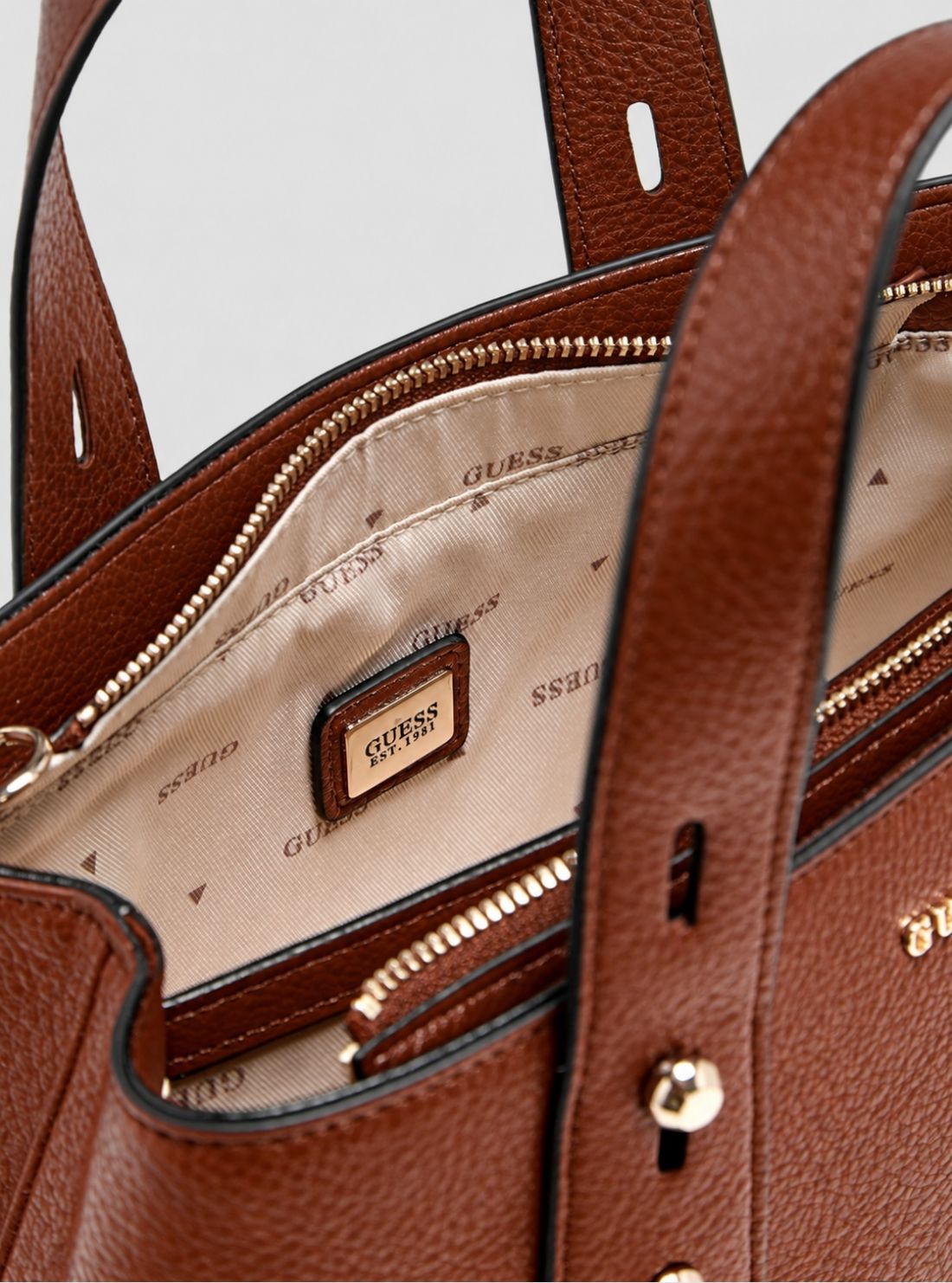 GUESS Womens Brown Freya Mini Satchel Bag BG252676 Detail View1