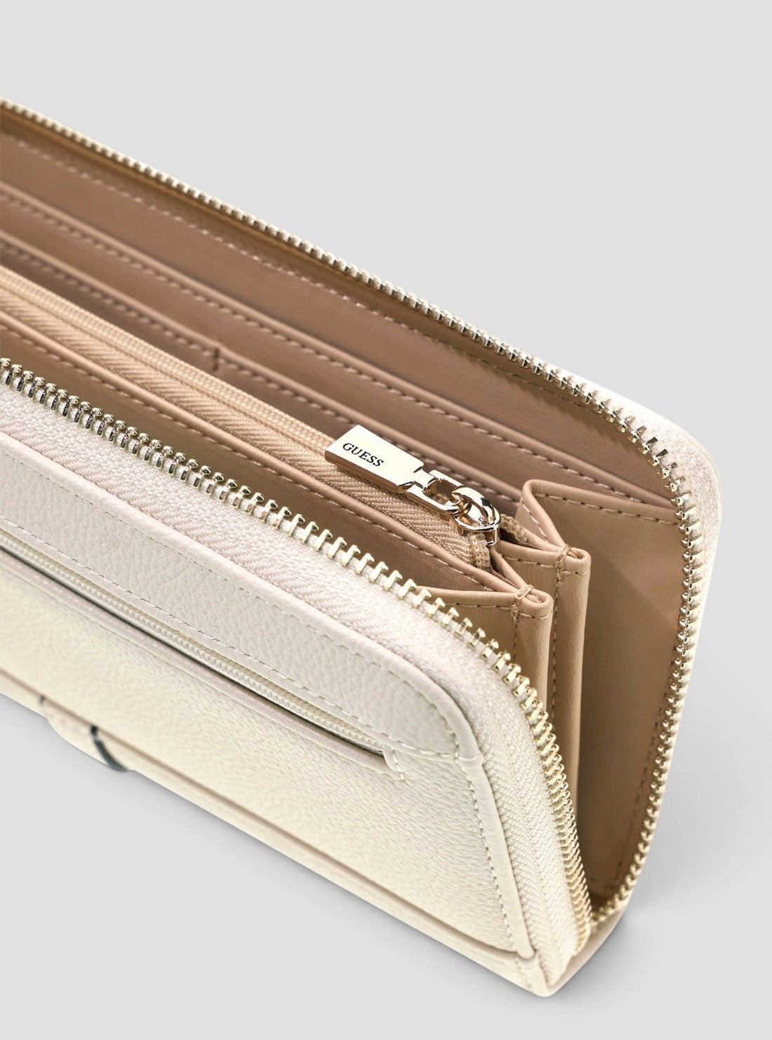 GUESS Womens Bone Venice Large Zip Around Wallet BG2534146 Inside View