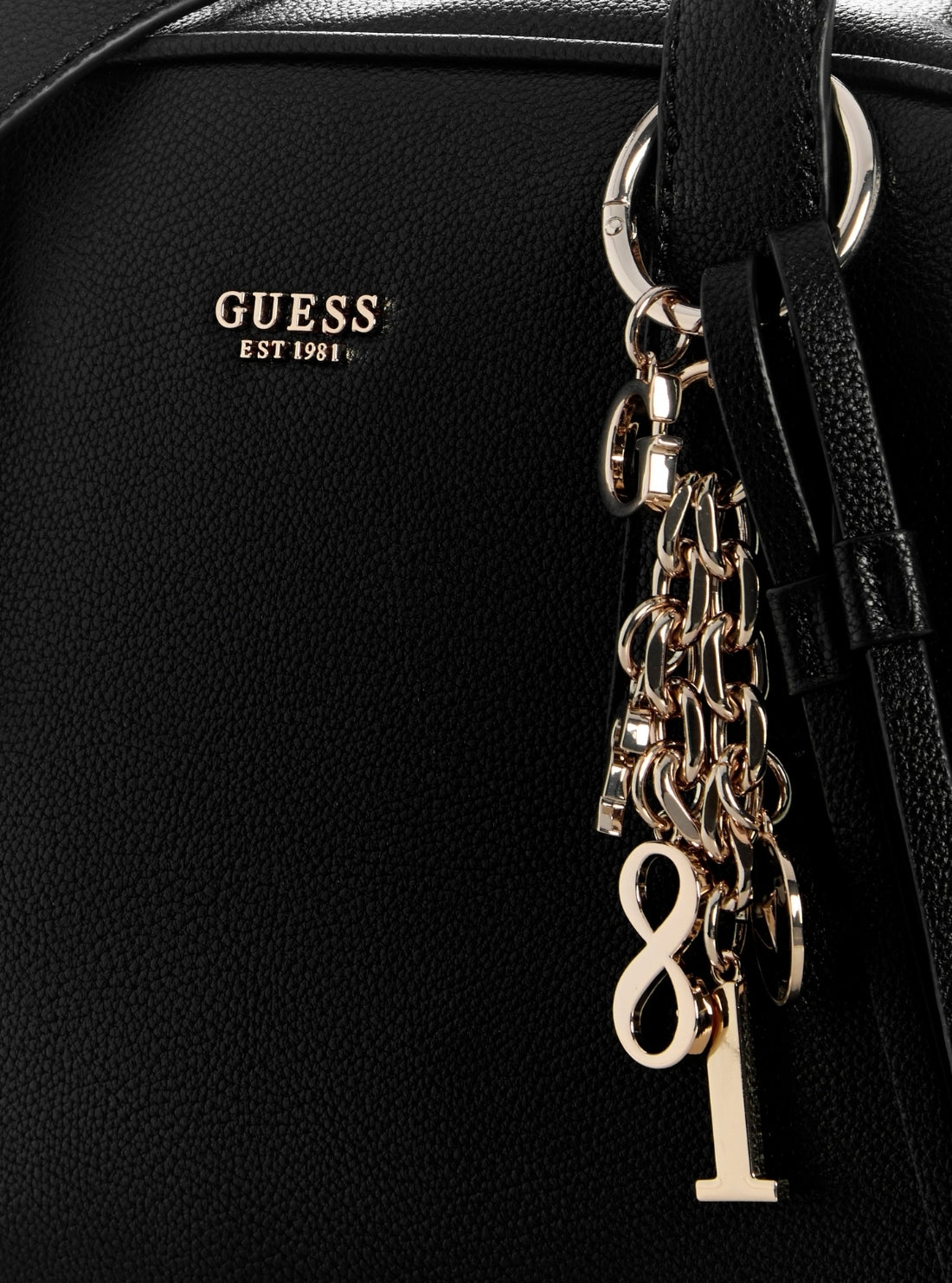 GUESS Womens Black Alexi Large Dome Satchel Bag BG261507 Detail View