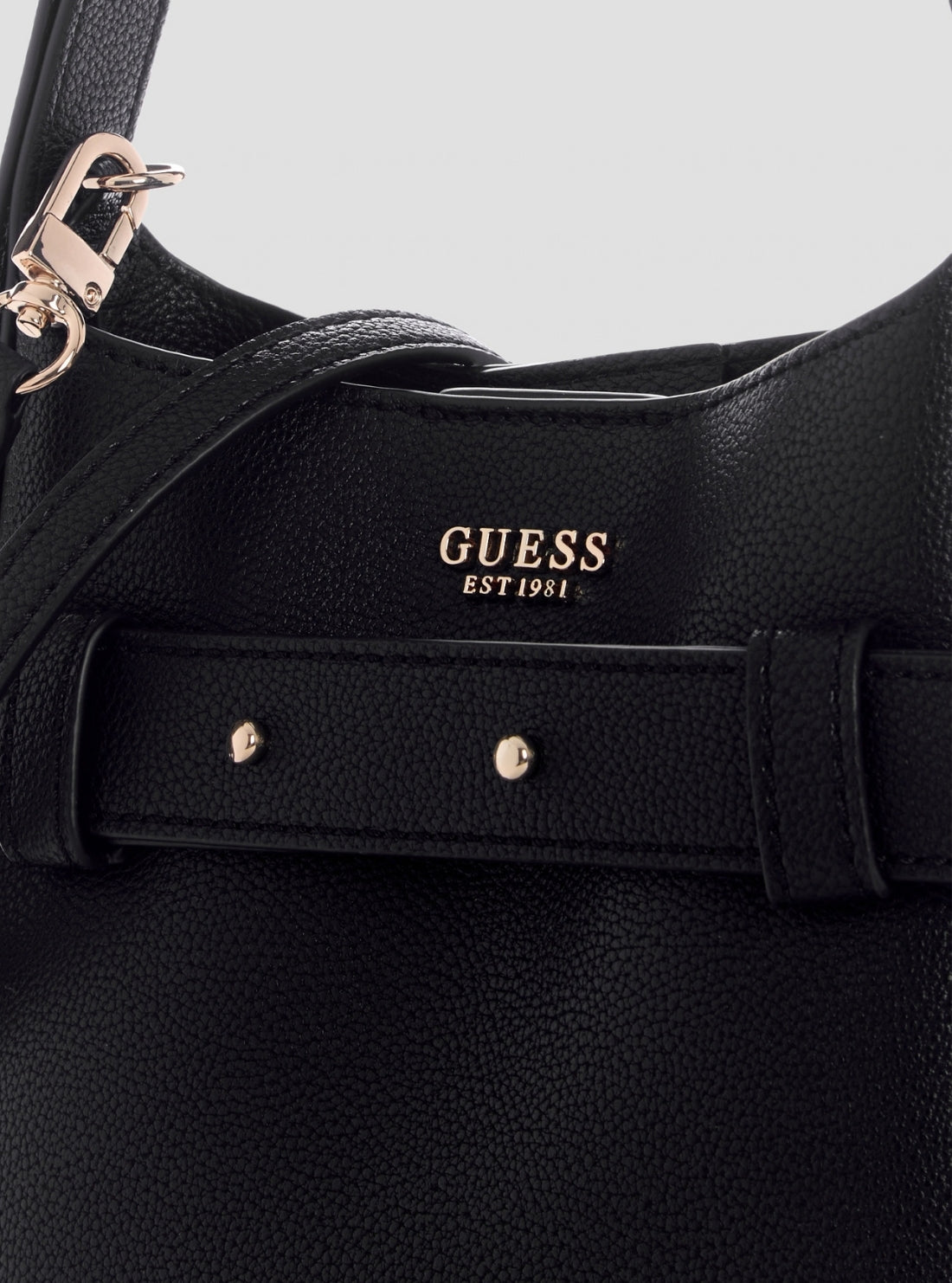GUESS Womens Black Angie Small Bucket Bag BG261603 Detail View