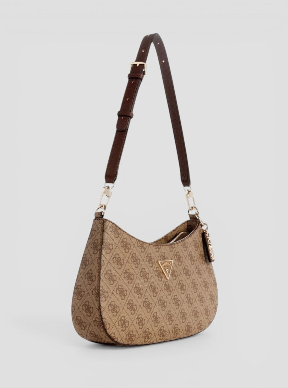 GUESS Womens Brown Noelle Top Zip Shoulder Bag BG787918 Side View