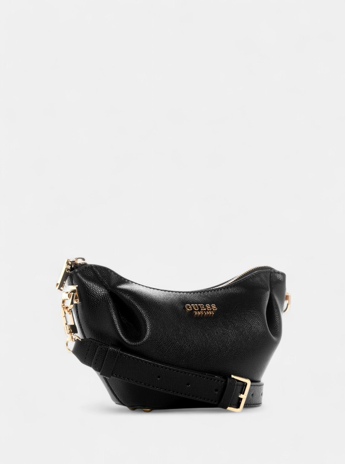 GUESS Womens Black Amorette Top Zip Shoulder Bag BG789817 Front Side View