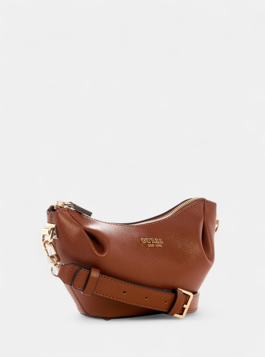 GUESS Womens Brown Amorette Top Zip Shoulder Bag BG789817 Front Side View