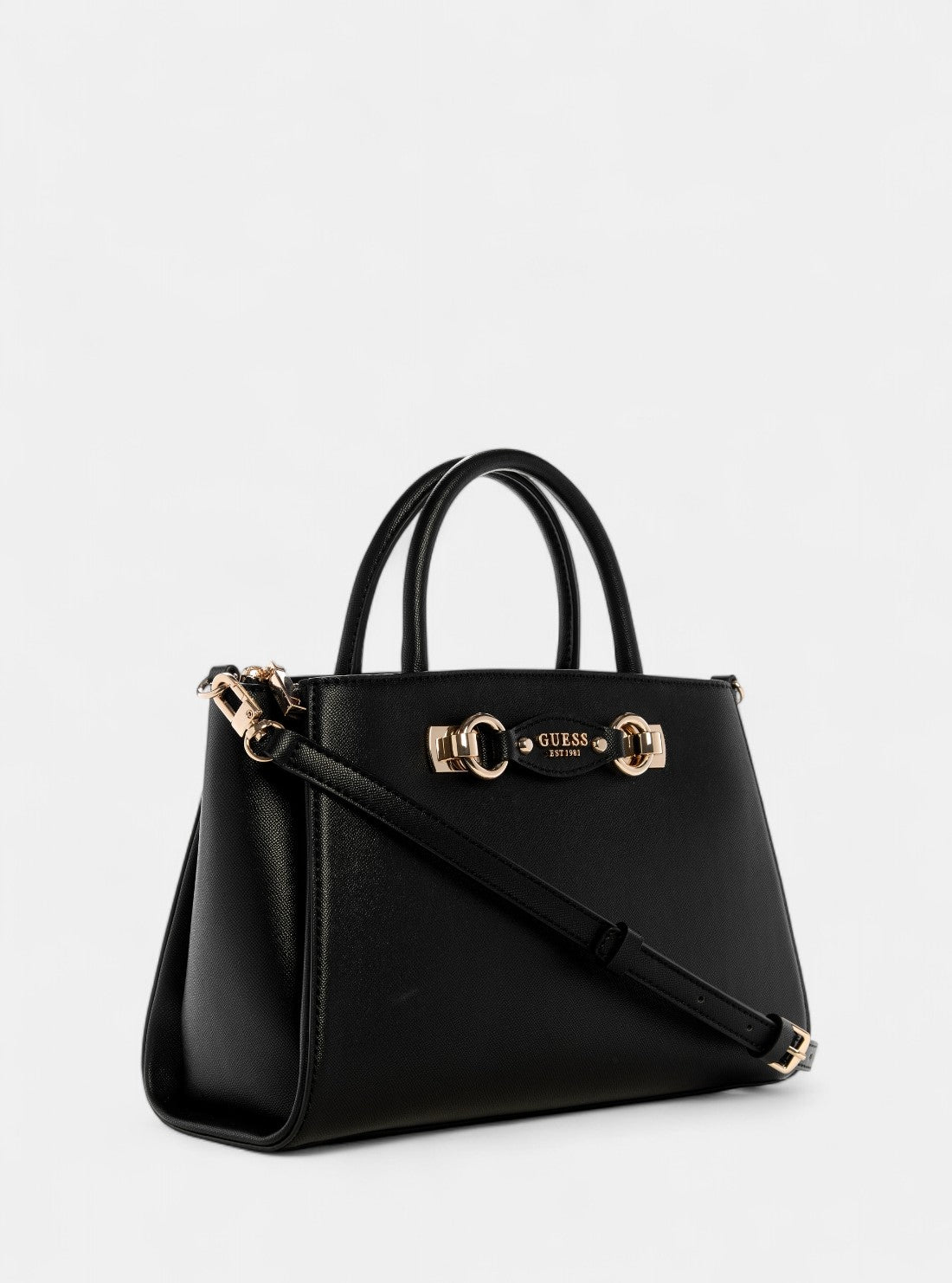 GUESS Womens Black Mimina Girlfriend Satchel BG801506 Front Side View