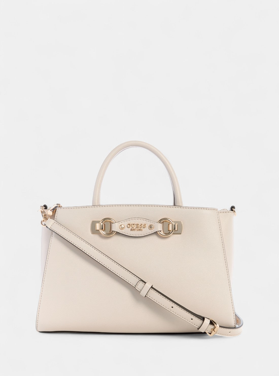 GUESS Womens Beige Mimina Girlfriend Satchel Bag BG801506 Front View