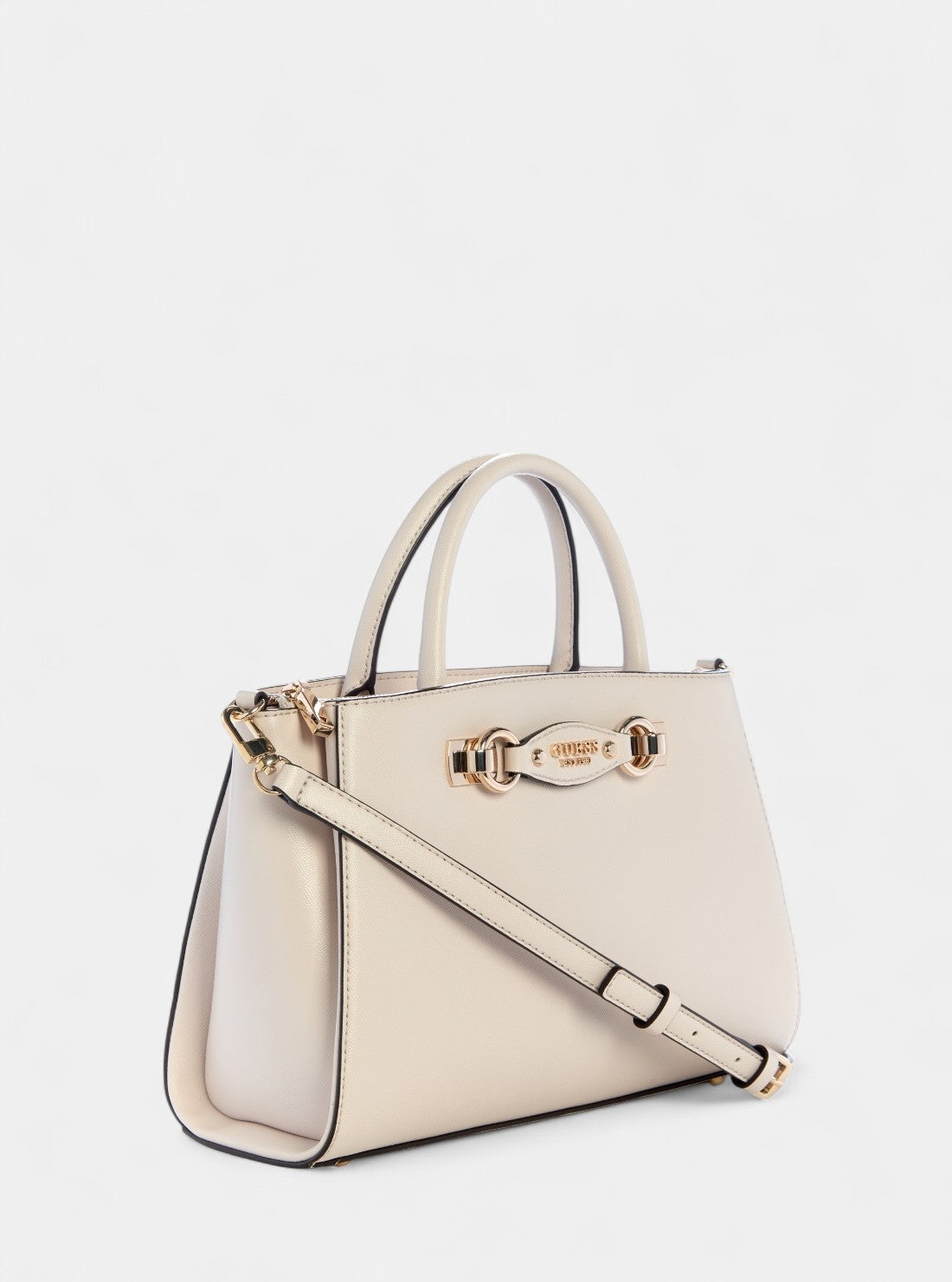 GUESS Womens Beige Mimina Girlfriend Satchel Bag BG801506 Front Side View