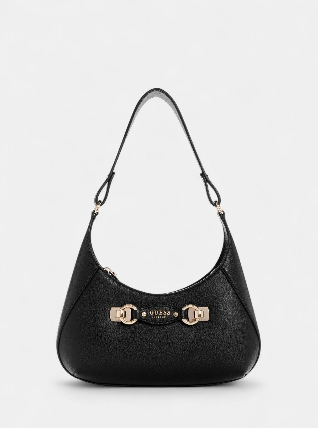 GUESS Womens Black Mimina Top Zip Shoulder Bag BG801518 Front View