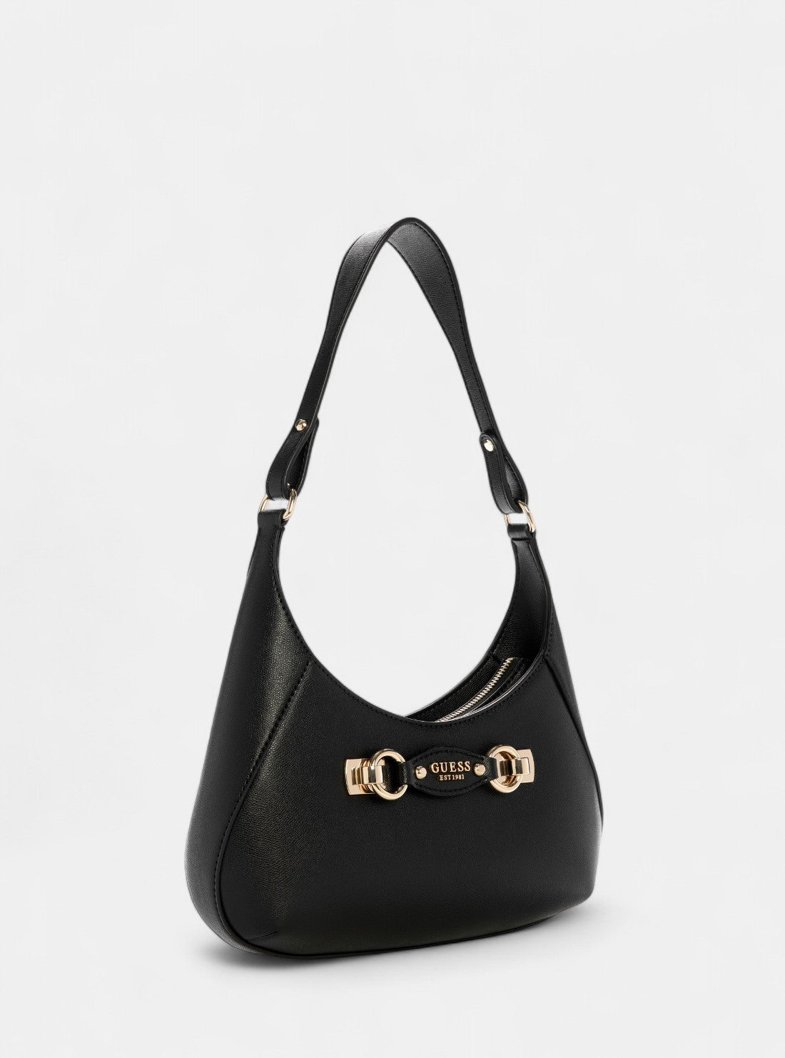 GUESS Womens Black Mimina Top Zip Shoulder Bag BG801518 Front Side View