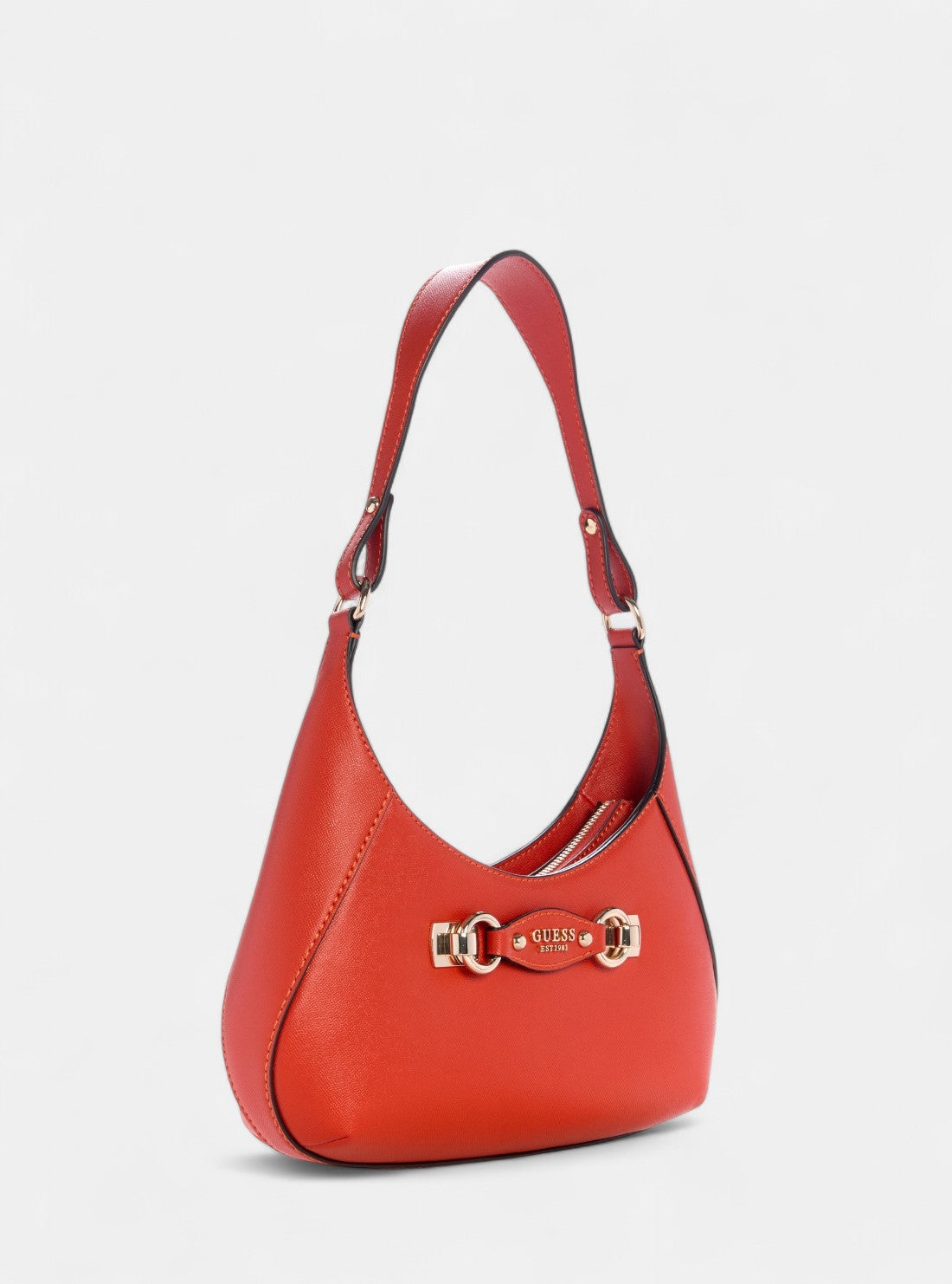 GUESS Womens Red Mimina Top Zip Shoulder Bag BG801518 Front Side View