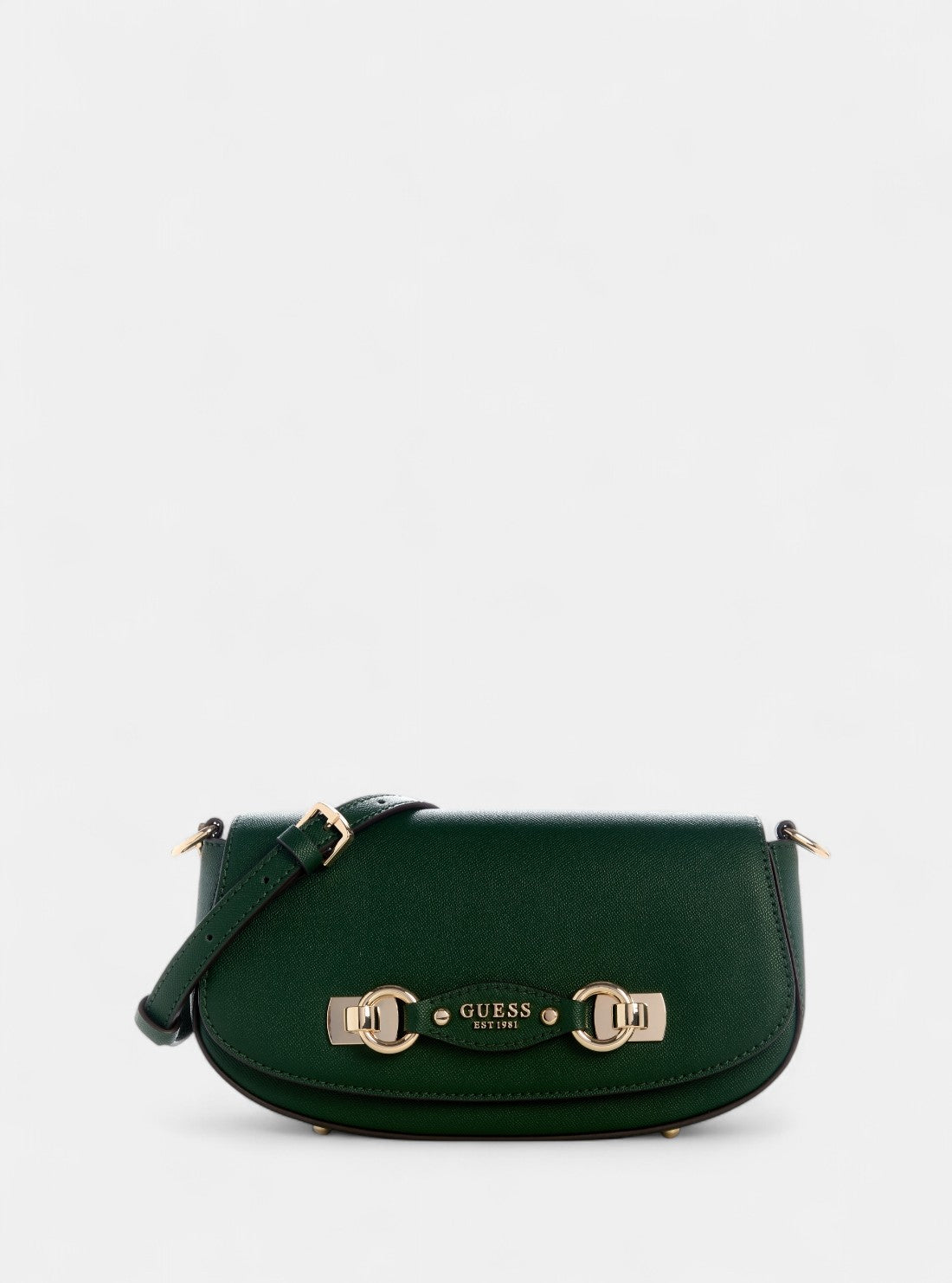 GUESS Womens Green Mimina Flap Crossbody Bag BG801520 Front View