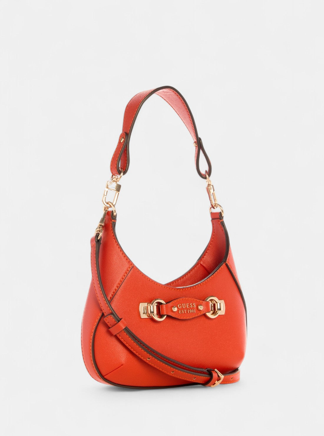 GUESS Womens Red Mimina Mini Top Zip Crossbody Bag BG801572 Front Side View