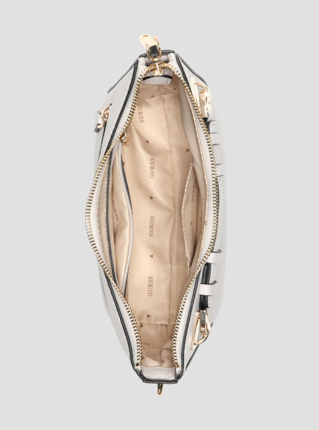 GUESS Womens Beige Gregoria Top Zip Shoulder Bag BG854617 Inside View