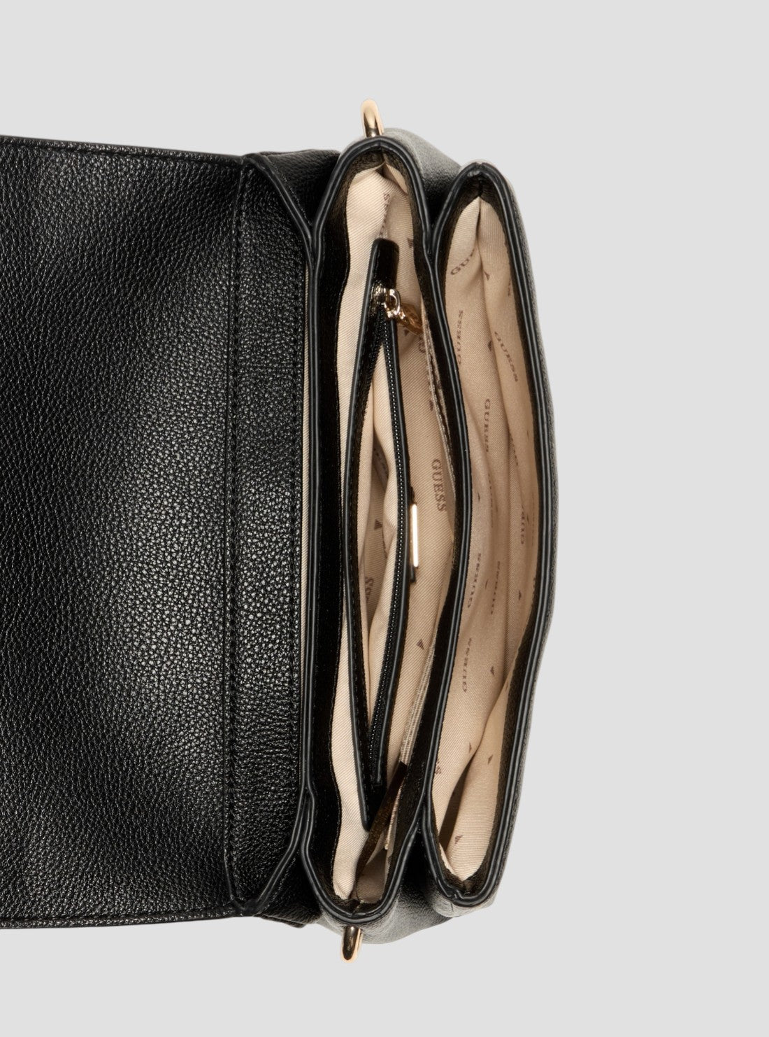 GUESS Womens Black Gregoria Flap Crossbody Bag BG854620 Inside View
