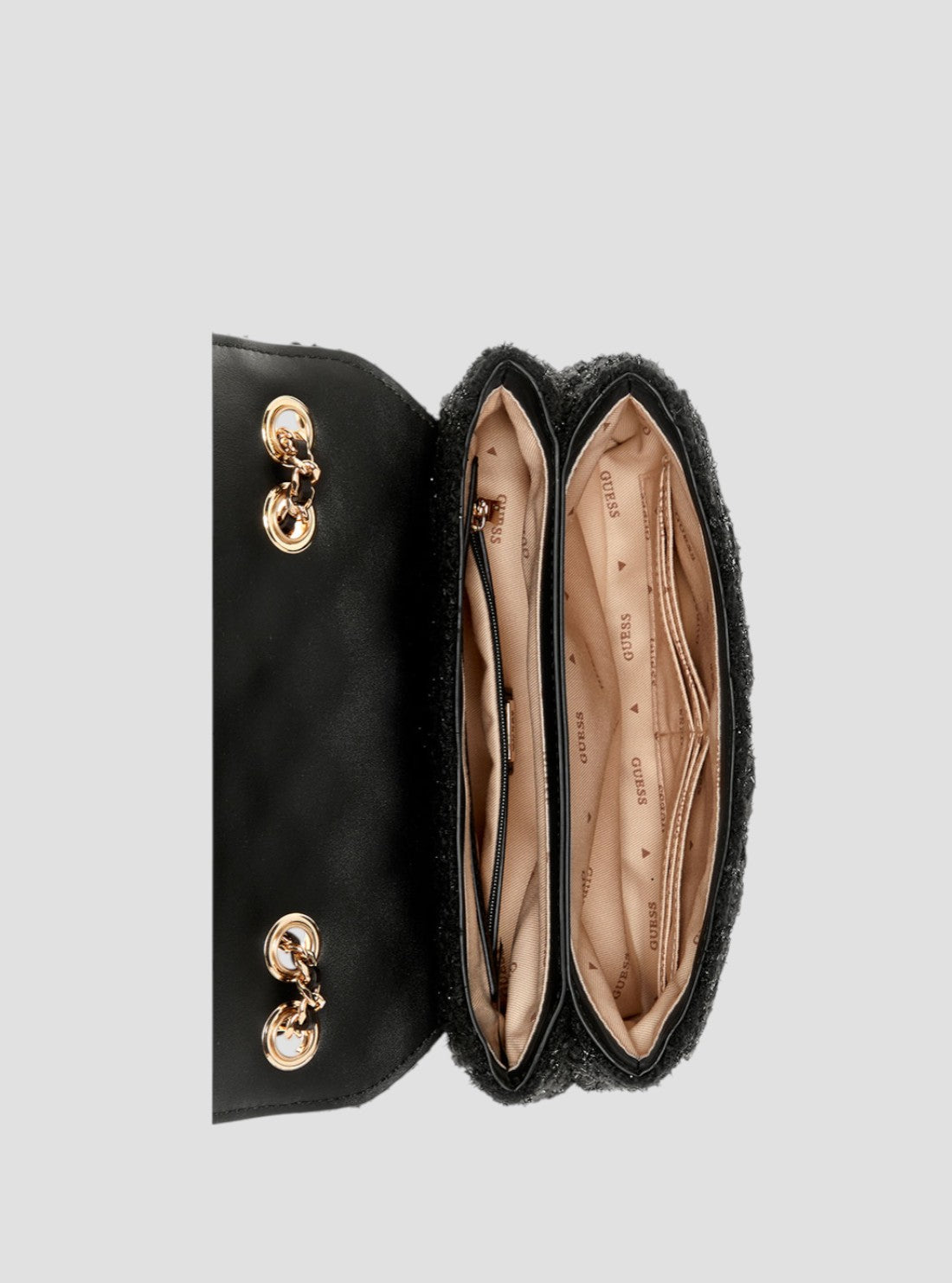 GUESS Womens Black Giully Convertible Crossbody Bag BG874820 Inside View