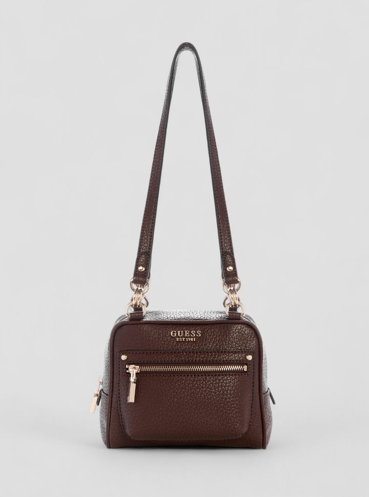 GUESS Womens Brown Marsha Box Shoulder Bag BG950117 Front View
