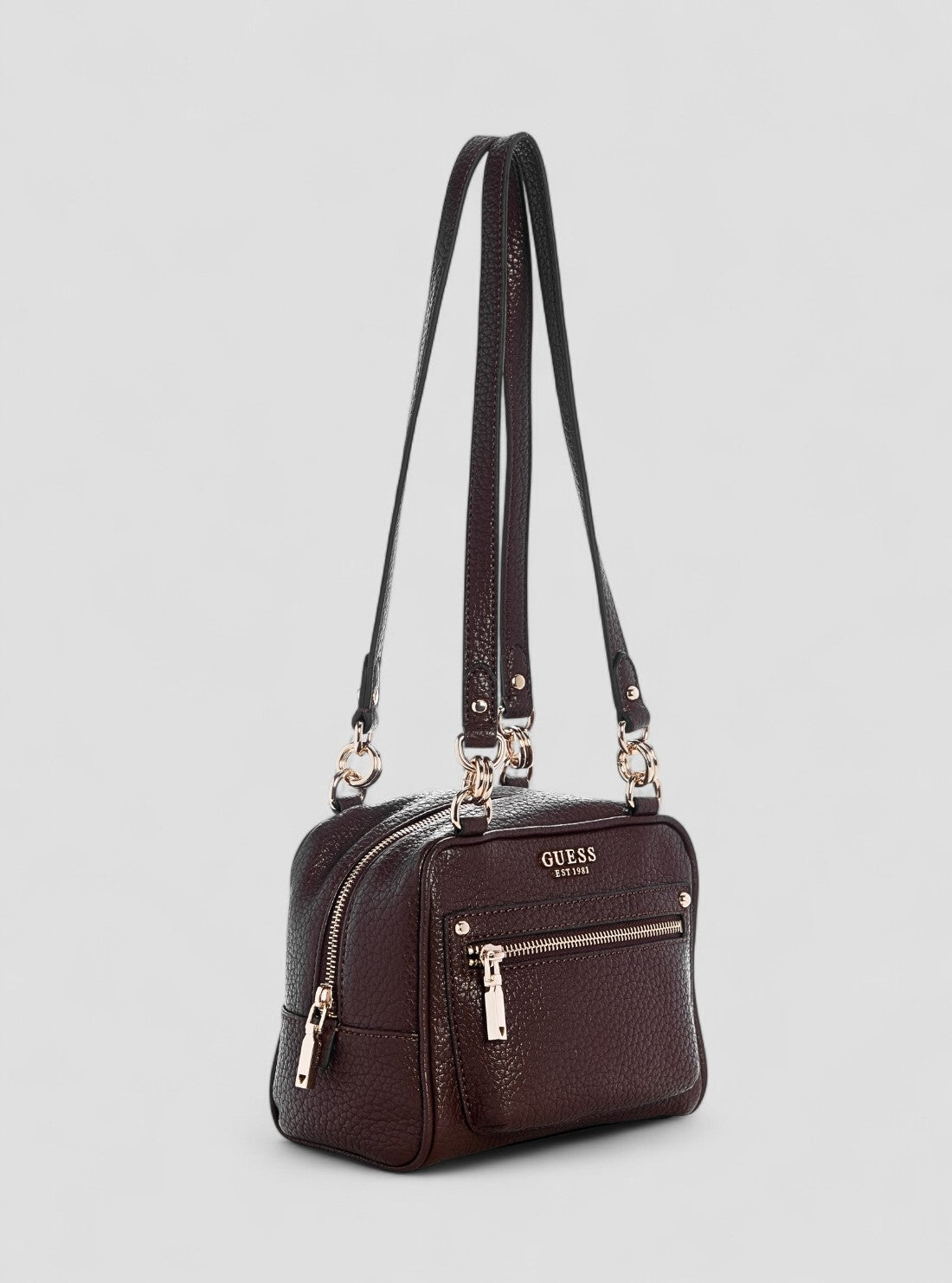 GUESS Womens Brown Marsha Box Shoulder Bag BG950117 Front Side View