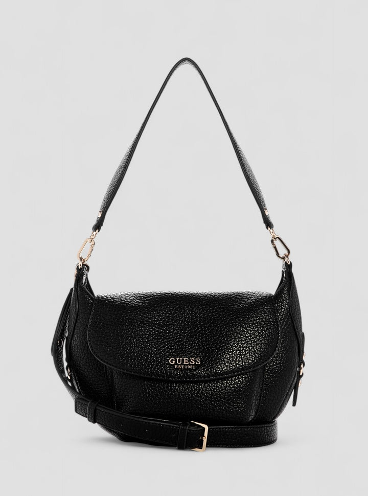 GUESS Womens Black Marsha Flap Shoulder Bag BG950119 Front View