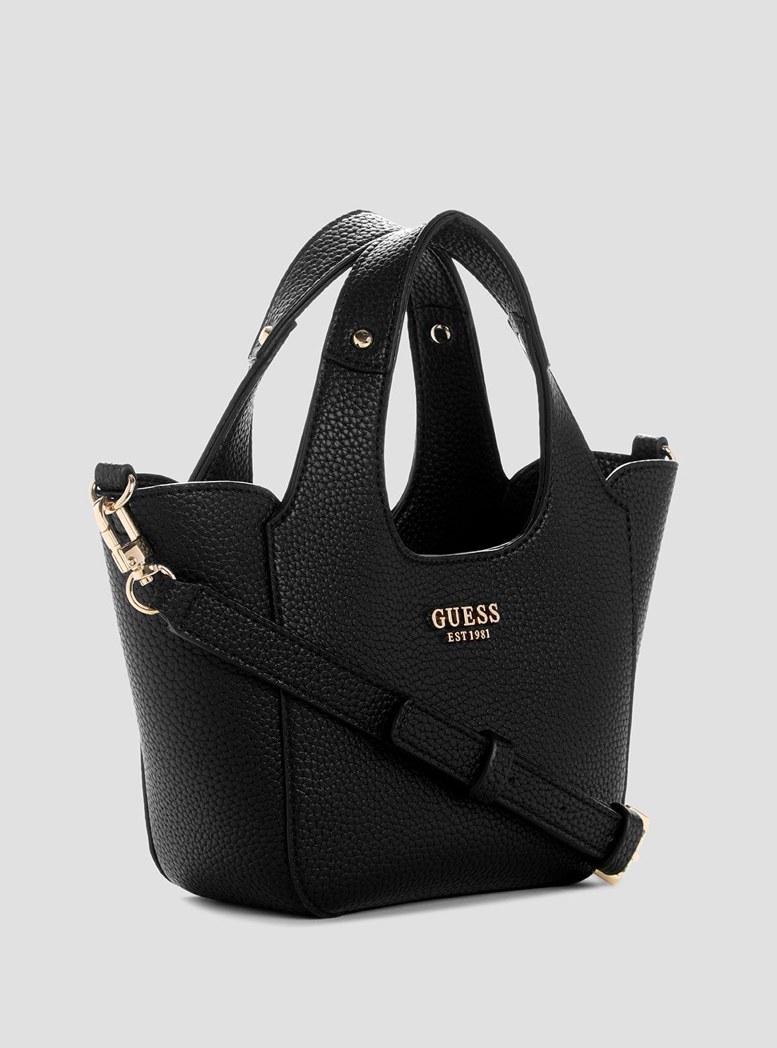 GUESS Womens Black Helina Mini Tote Bag BG964075 Side View